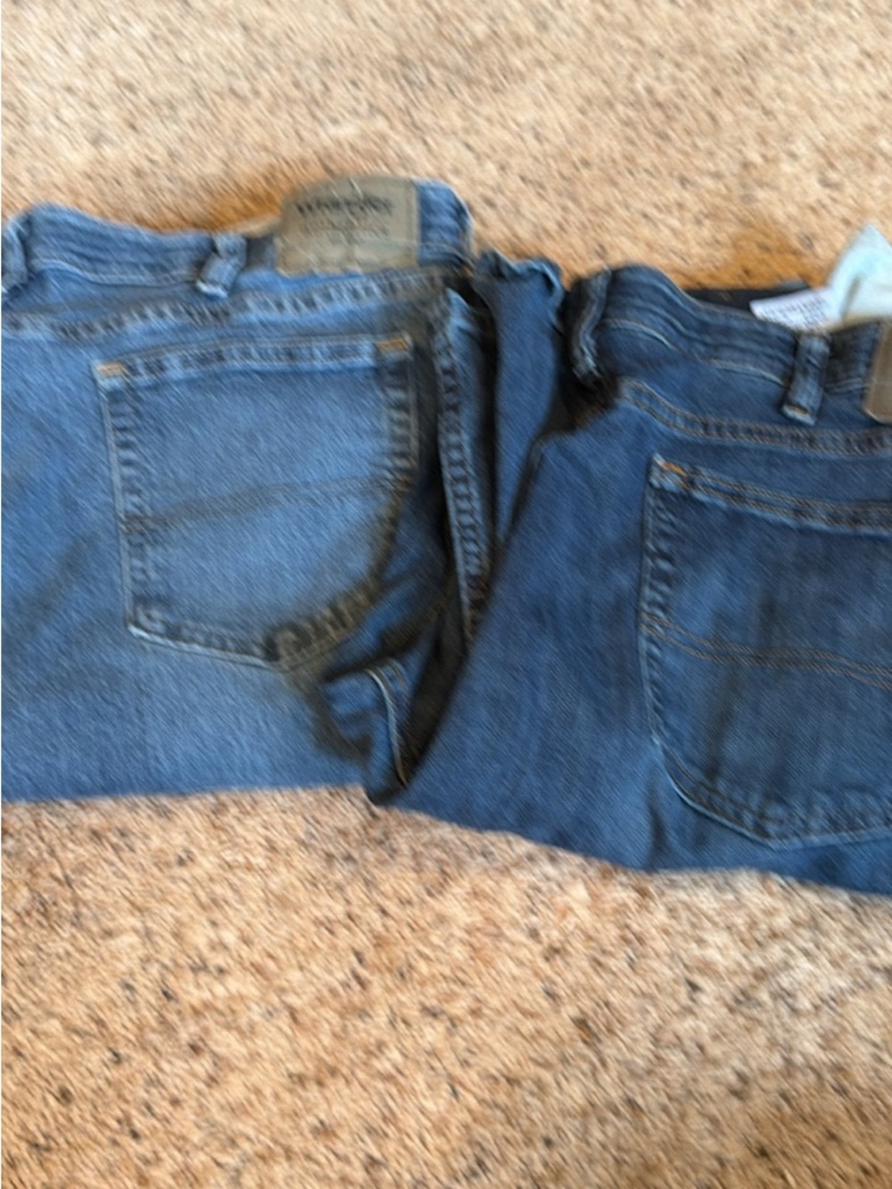 2  pair Wrangler Men's size 38x32 Jeans - Medium & Dark Blue